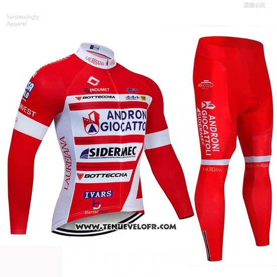 2019 Maillot Ciclismo Androni Giocattoli Rouge Blanc Manches Longues et Cuissard